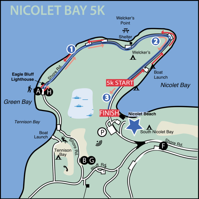 Nicolet Bay 5k Course Map